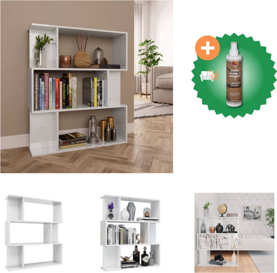 VidaXL Boekenkast Spaanplaat 80 x 24 x 96 cm Hoogglans Wit Kast Inclusief Houtreiniger en verfrisser
