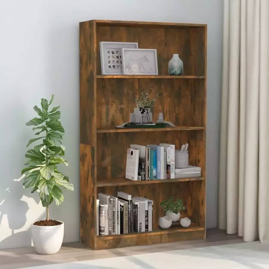 VidaXL Boekenkast spaanplaat 80x24x142 cm kleur smoked eiken