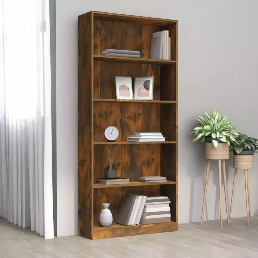 VidaXL Boekenkast spaanplaat 80x24x175 cm kleur smoked eiken