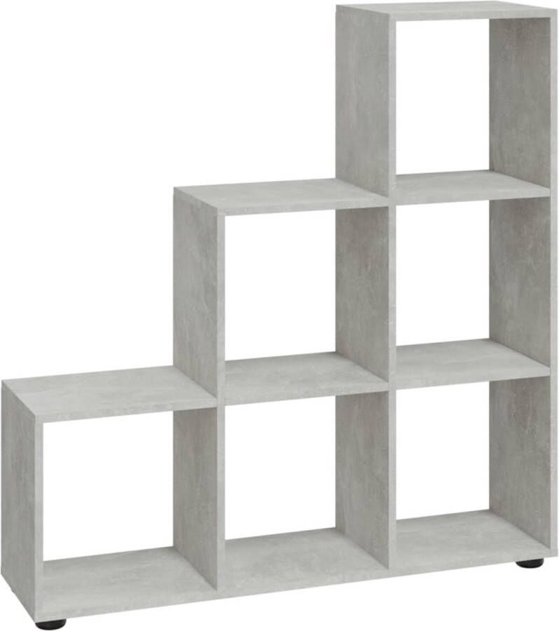 VidaXL -Boekenkast-trapvormig-107-cm-bewerkt-hout-betongrijs - Foto 2
