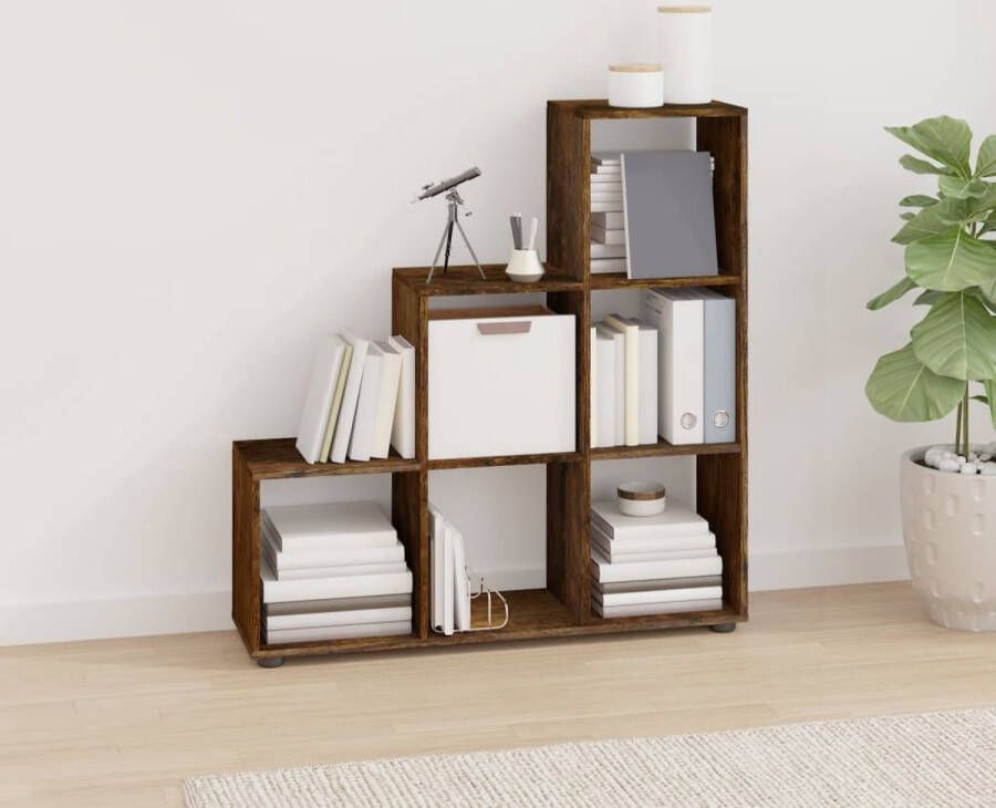 VidaXL -Boekenkast-trapvormig-107-cm-bewerkt-hout-gerookt-eikenkleurig - Foto 5