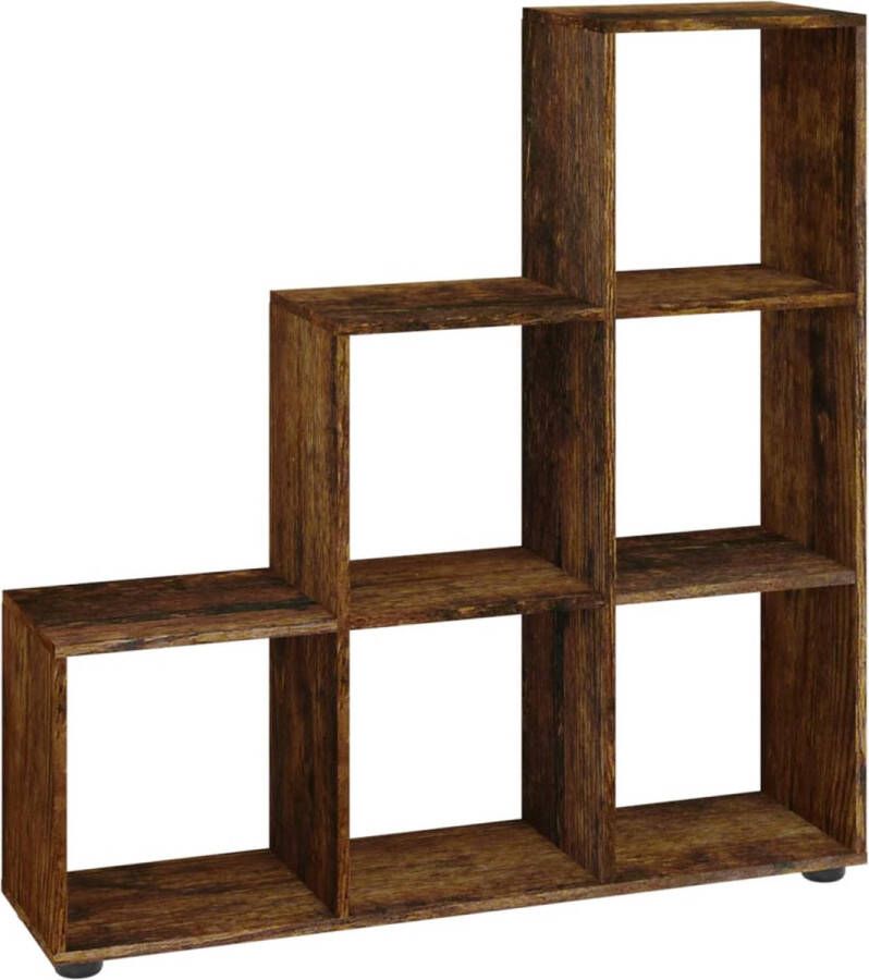 VidaXL -Boekenkast-trapvormig-107-cm-bewerkt-hout-gerookt-eikenkleurig - Foto 2