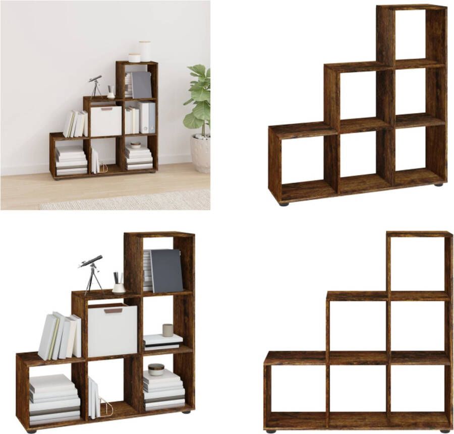 VidaXL Boekenkast trapvormig 107 cm bewerkt hout gerookt eikenkleurig Trapvormige Boekenkast Trapvormige Boekenkasten Boekenplank Boekenkast