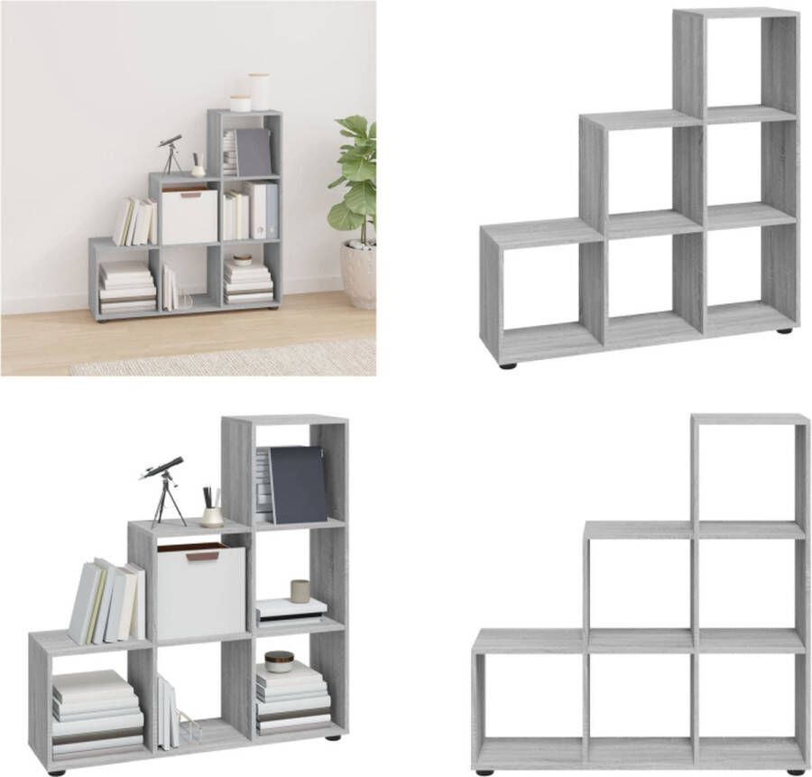 VidaXL Boekenkast trapvormig 107 cm bewerkt hout grijs sonoma eiken Trapvormige Boekenkast Trapvormige Boekenkasten Boekenplank Boekenkast