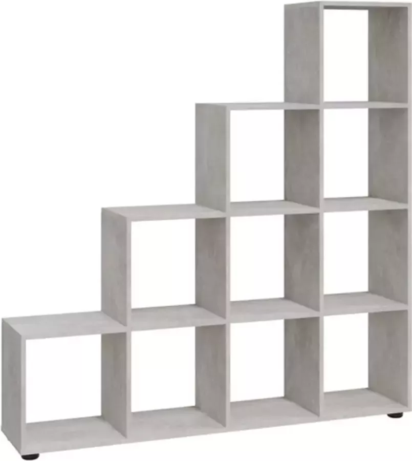 VidaXL -Boekenkast-trapvormig-142-cm-bewerkt-hout-betongrijs - Foto 3
