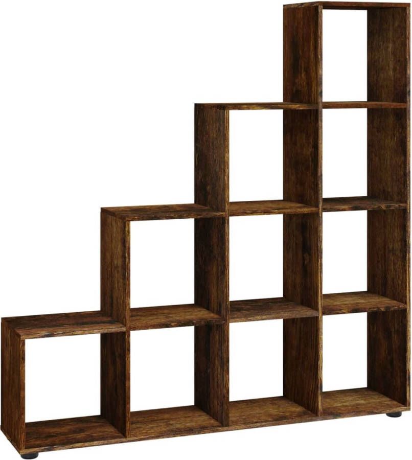 VidaXL Boekenkast Trapvormig 142 cm Gerookt Eiken Boekenkast Bibliotheek Houten Boekenkast Design Boekenkast Trap Vormige Boekenkast Boekenrek Opslagruimte Interieurdecoratie