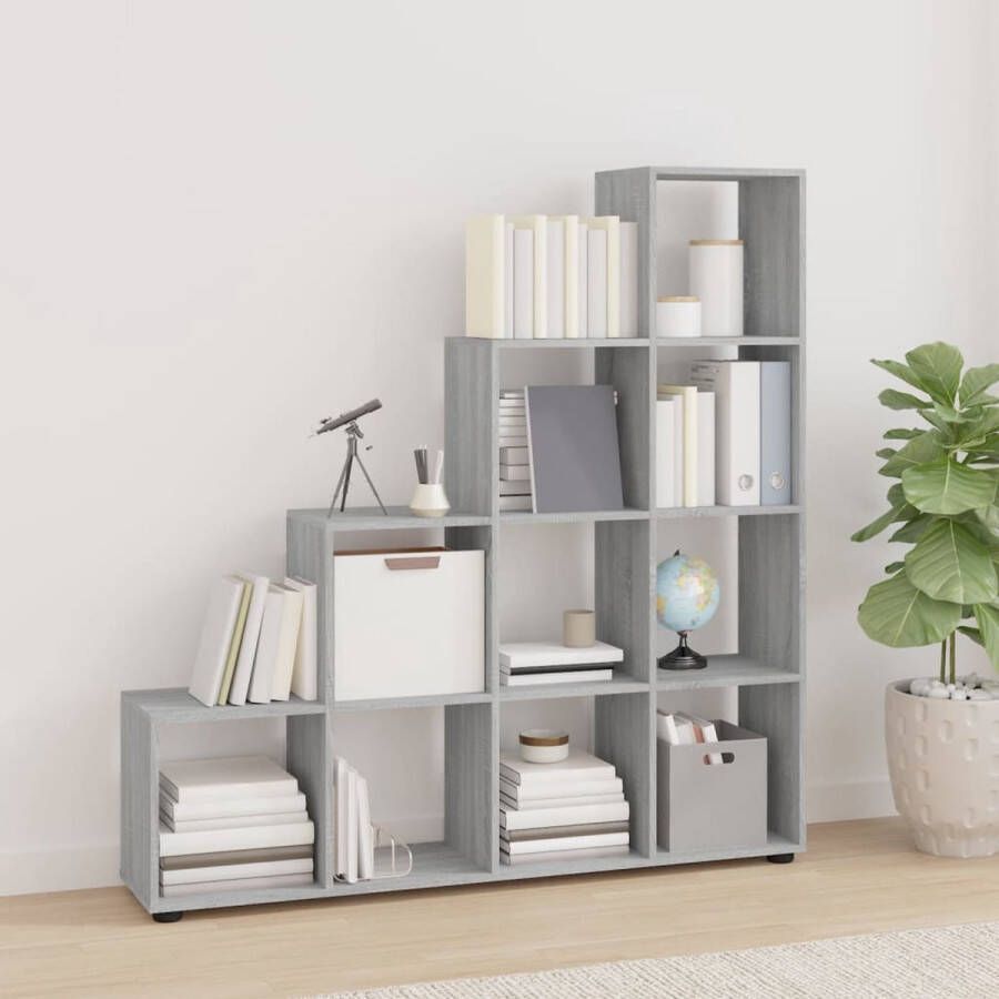 VidaXL -Boekenkast-trapvormig-142-cm-bewerkt-hout-grijs-sonoma-eiken - Foto 3