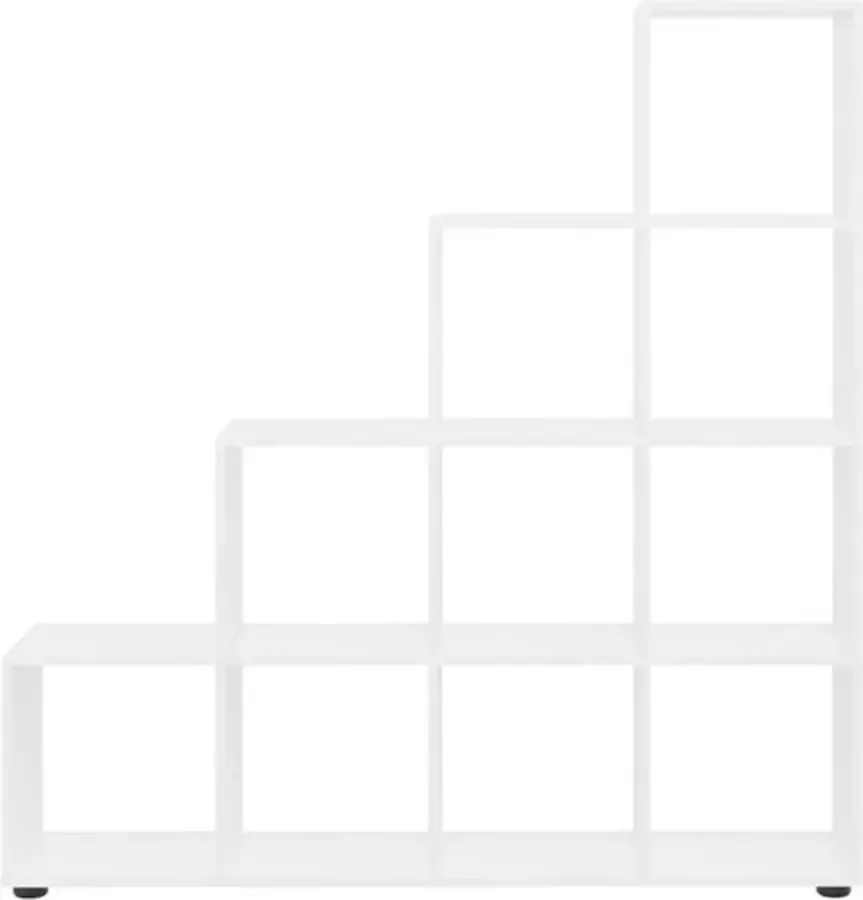 VidaXL -Boekenkast-trapvormig-142-cm-bewerkt-hout-hoogglans-wit - Foto 3