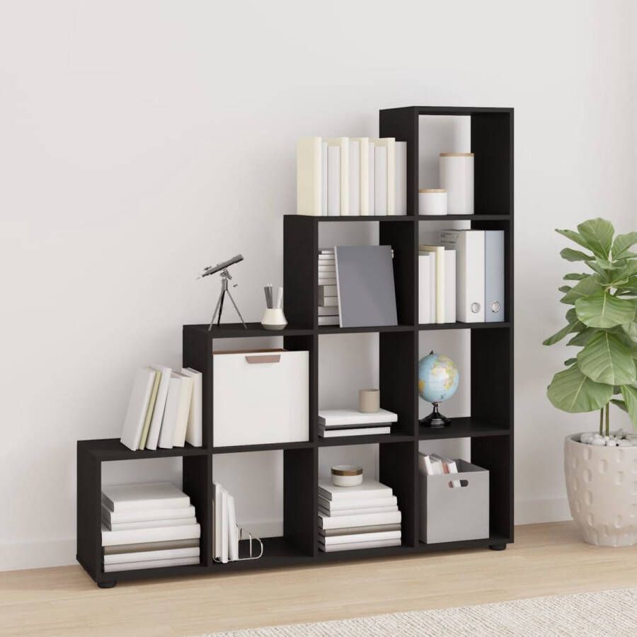 VidaXL -Boekenkast-trapvormig-142-cm-bewerkt-hout-zwart - Foto 2