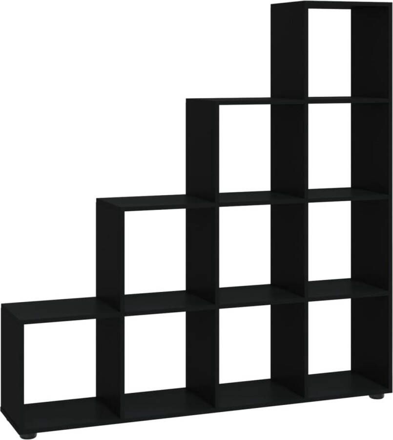 VidaXL -Boekenkast-trapvormig-142-cm-bewerkt-hout-zwart - Foto 1