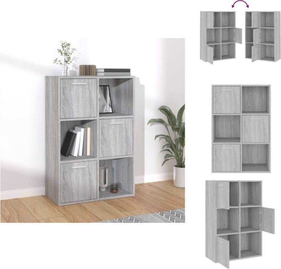 VidaXL Opbergkast Opbergkasten Boekenkast Boekenschap Boekenstandaard Opbergkast 60x29 5x90 cm grijs sonoma eikenkleurig