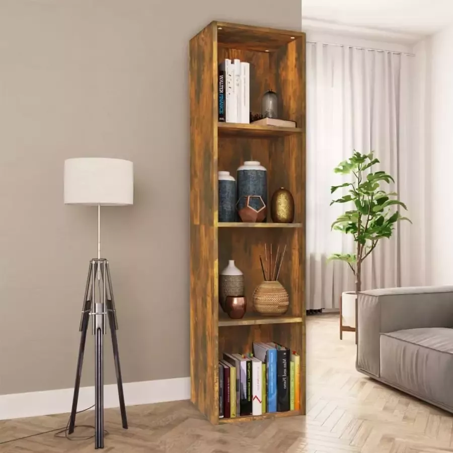 VidaXL -Boekenkast- -tv-meubel-36x30x143-cm-bewerkt-hout-gerookt-eiken