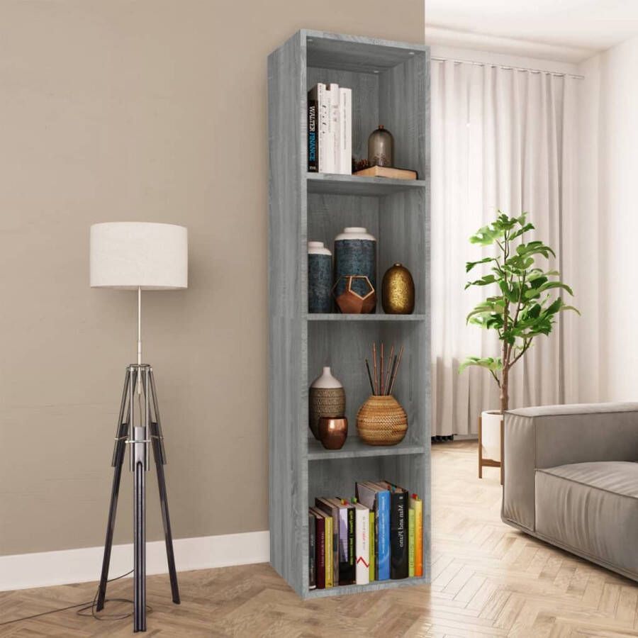 VidaXL -Boekenkast- -tv-meubel-36x30x143-cm-grijs-sonoma-eikenkleurig - Foto 2