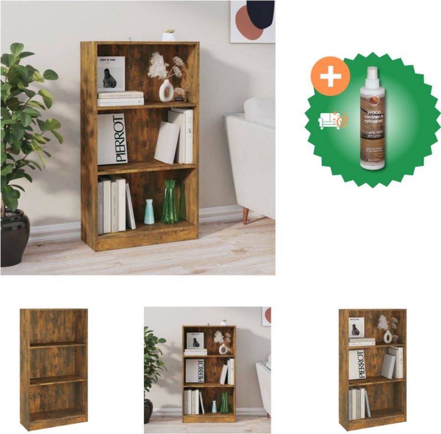 VidaXL Boekenkast 60x24x109 cm bewerkt hout gerookt eikenkleurig Kast Inclusief Houtreiniger en verfrisser
