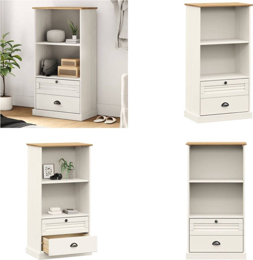VidaXL -Boekenkast-VIGO-60x35x114 5-cm-massief-grenenhout-wit