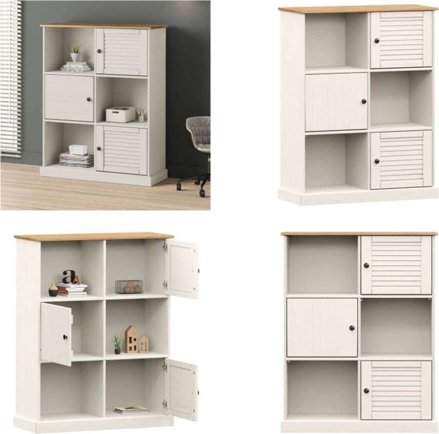 VidaXL Boekenkast VIGO 90x35x114-5 cm massief grenenhout wit Boekenkast Boekenkasten Boeken Plank Schappenkast