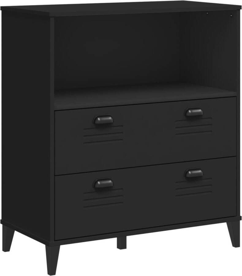 VidaXL -Boekenkast-VIKEN-80x40x90-cm-massief-grenenhout-zwart - Foto 3