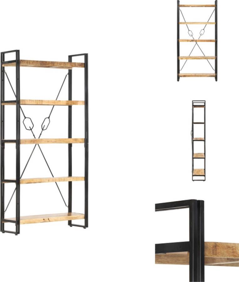VidaXL Boekenkast Vintage 90 x 30 x 180 cm Massief mangohout Industrieel Kast