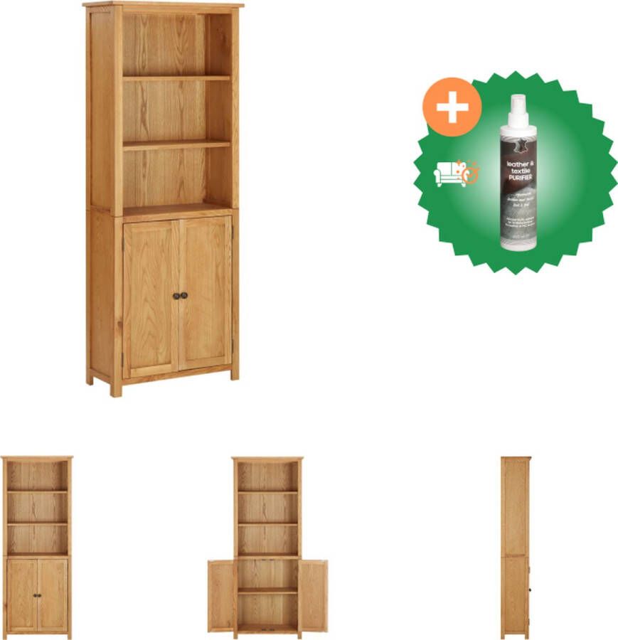 VidaXL Boekenkast Vintage MDF 70 x 30 x 180 cm massief eikenhout 3 schappen en 2 deuren Kast Inclusief Reiniger