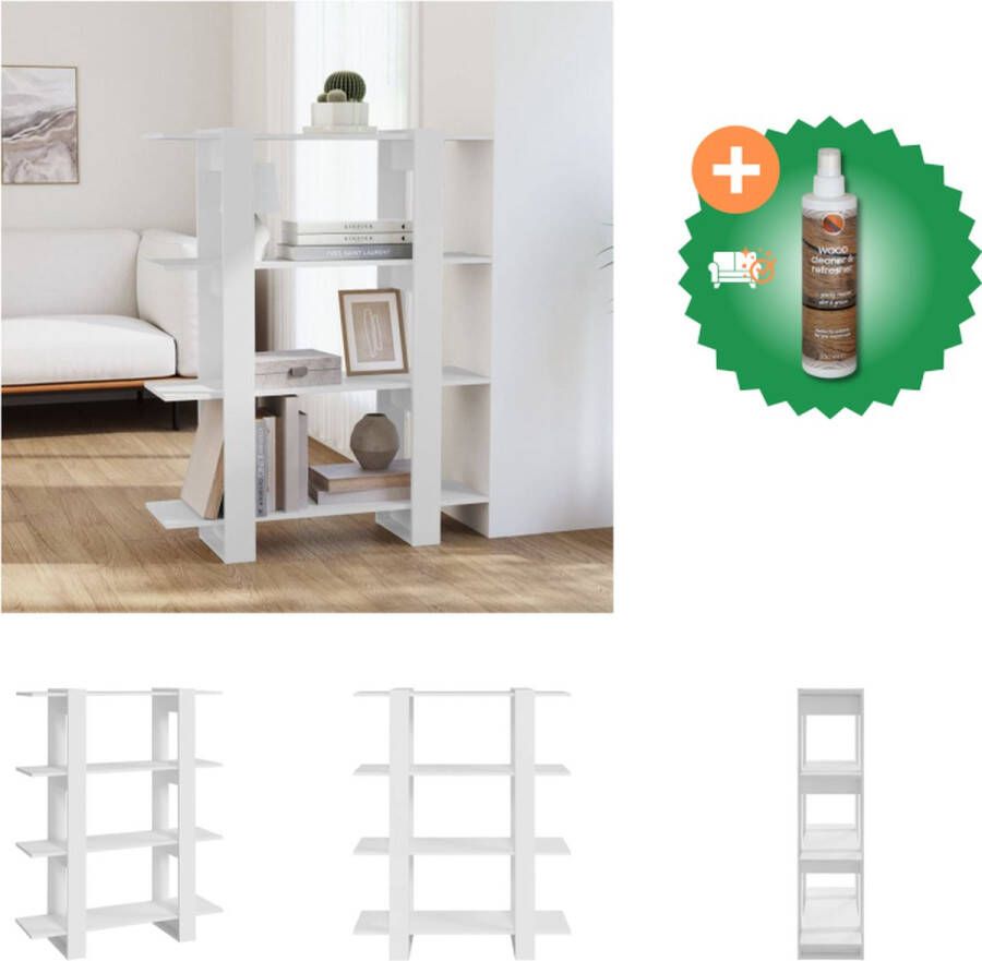 VidaXL Boekenkast Wit 100 x 30 x 123.5 cm (B x D x H) Bewerkt hout Kast Inclusief Houtreiniger en verfrisser