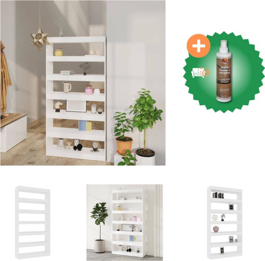VidaXL Boekenkast kamerscherm 100x30x198 cm bewerkt hout wit Kast Inclusief Houtreiniger en verfrisser