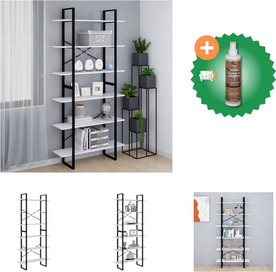 VidaXL Boekenkast Wit 100 x 30 x 210 cm (B x D x H) Kast Inclusief Houtreiniger en verfrisser