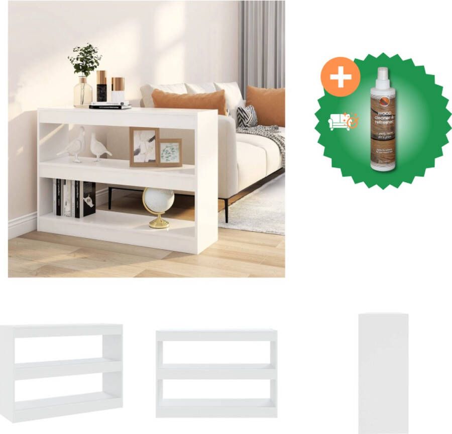 VidaXL Boekenkast Wit 100 x 30 x 72 cm Bewerkt hout Kast Inclusief Houtreiniger en verfrisser