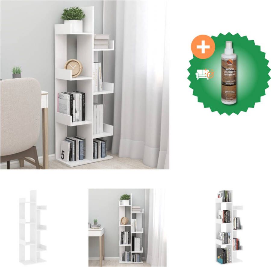 VidaXL Boekenkast Wit 48 x 25.5 x 140 cm Stevig en Stabiel Montage Vereist Kast Inclusief Houtreiniger en verfrisser