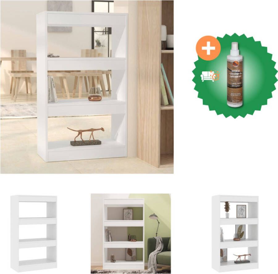 VidaXL Boekenkast Wit 60 x 30 x 103 cm Houten Stabiel veelzijdig Kast Inclusief Houtreiniger en verfrisser
