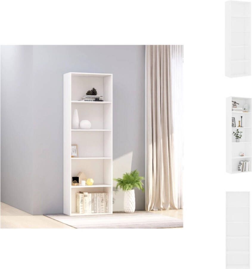 VidaXL Boekenkast Boekenkasten Kast Kasten Boekenkast met 5 schappen 60x30x189 cm bewerkt hout wit