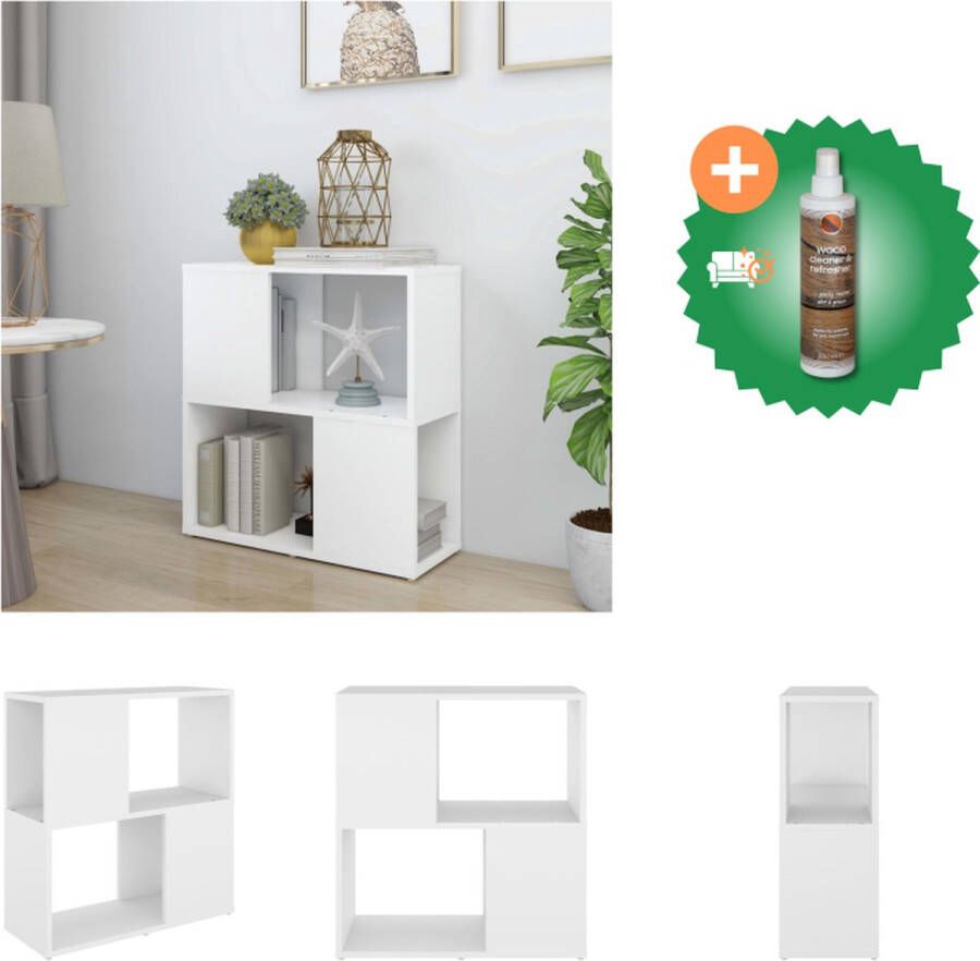 VidaXL Boekenkast 60x24x63 cm bewerkt hout wit Kast Inclusief Houtreiniger en verfrisser