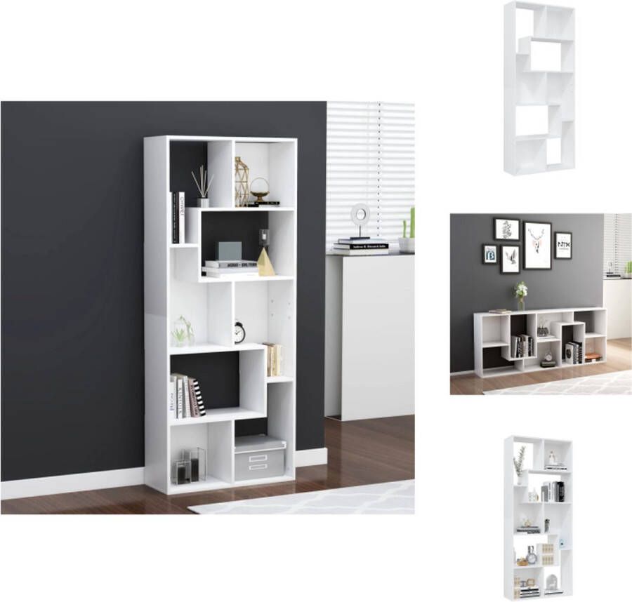 VidaXL Boekenkast Boekenkasten Kast Kasten Boekenkast 67x24x161 cm bewerkt hout wit - Foto 2