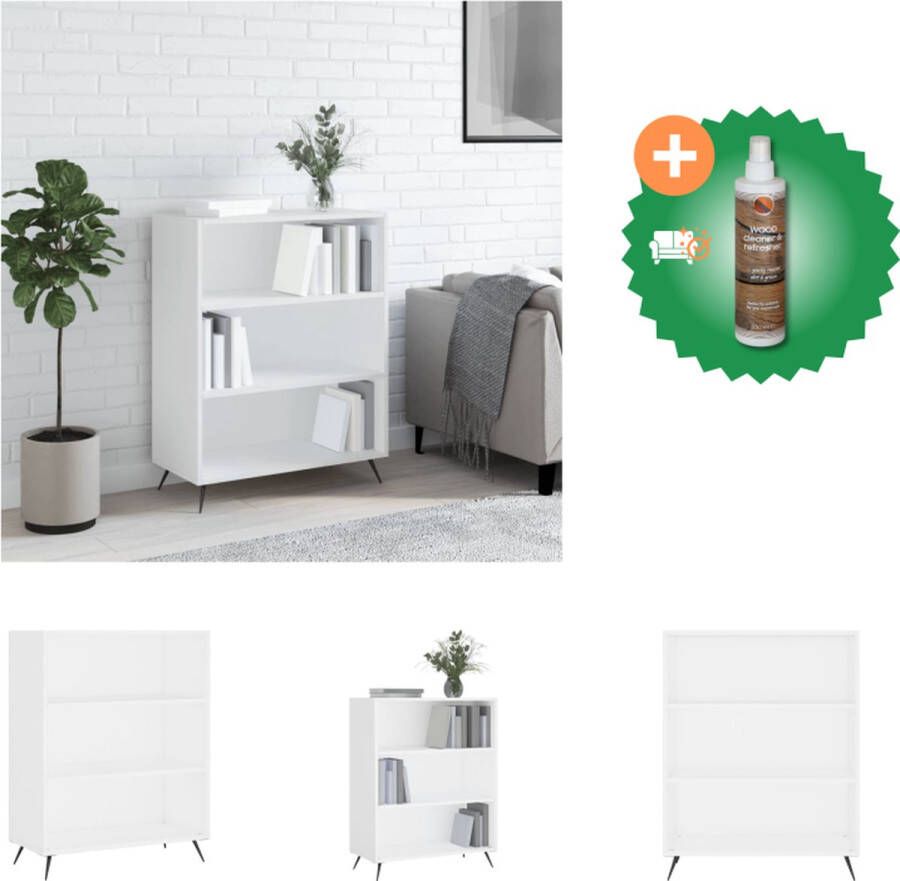 VidaXL Boekenkast Wit 69.5 x 32.5 x 90 cm Stevig bewerkt hout en metaal Kast Inclusief Houtreiniger en verfrisser - Foto 2