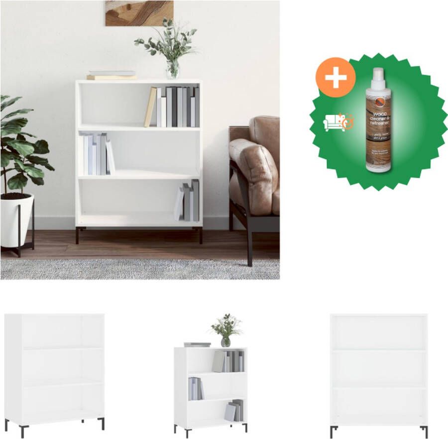 VidaXL Boekenkast Wit 69.5 x 32.5 x 90 cm Stevig bewerkt hout en metaal Kast Inclusief Houtreiniger en verfrisser