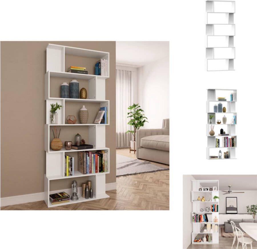 VidaXL Boekenkast Boekenkasten Boekenschap Boekenschappen Boekenkast kamerscherm 80x24x192 cm bewerkt hout wit