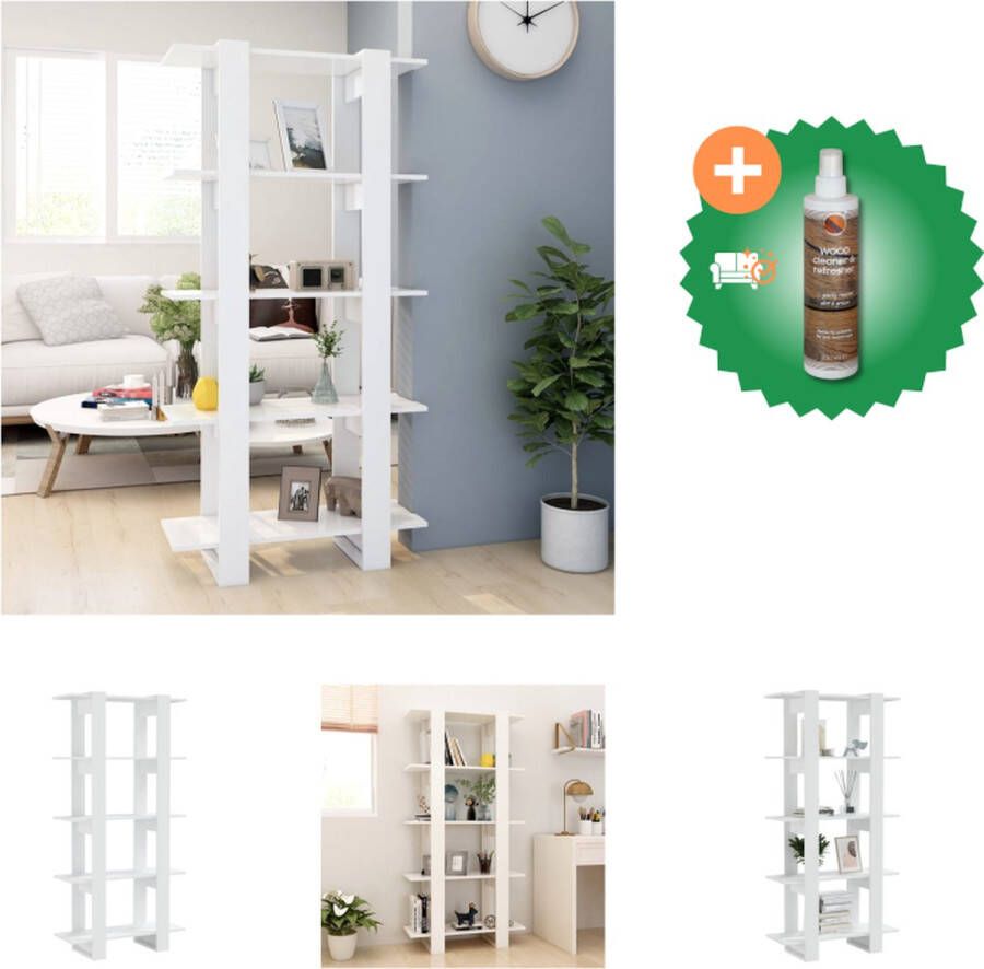 VidaXL Boekenkast kamerscherm 80x30x160 cm bewerkt hout wit Kast Inclusief Houtreiniger en verfrisser