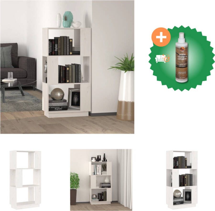 VidaXL Boekenkast Wit Grenenhout 51 x 25 x 101 cm Duurzaam Veelzijdig Kast Inclusief Houtreiniger en verfrisser
