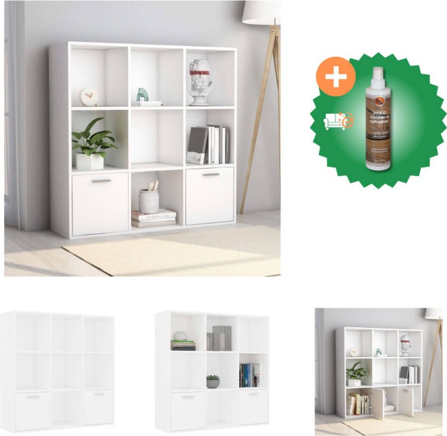 VidaXL boekenkast wit spaanplaat 98 x 30 x 98 cm met 7 open kubussen en 2 deuren Kast Inclusief Houtreiniger en verfrisser - Foto 2