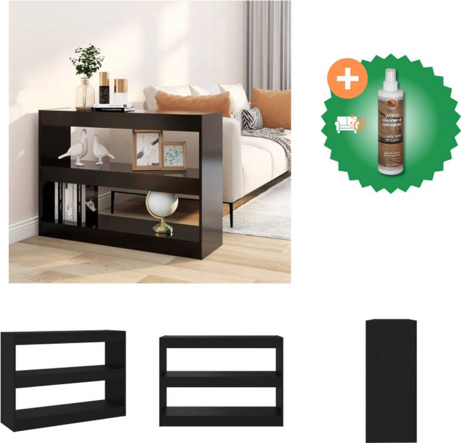VidaXL Boekenkast Zwart 100 x 30 x 72 cm Bewerkt hout Kast Inclusief Houtreiniger en verfrisser