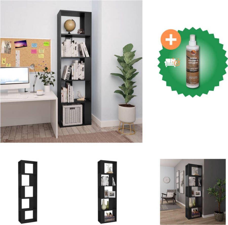VidaXL Boekenkast kamerscherm 45x24x159 cm bewerkt hout zwart Kast Inclusief Houtreiniger en verfrisser