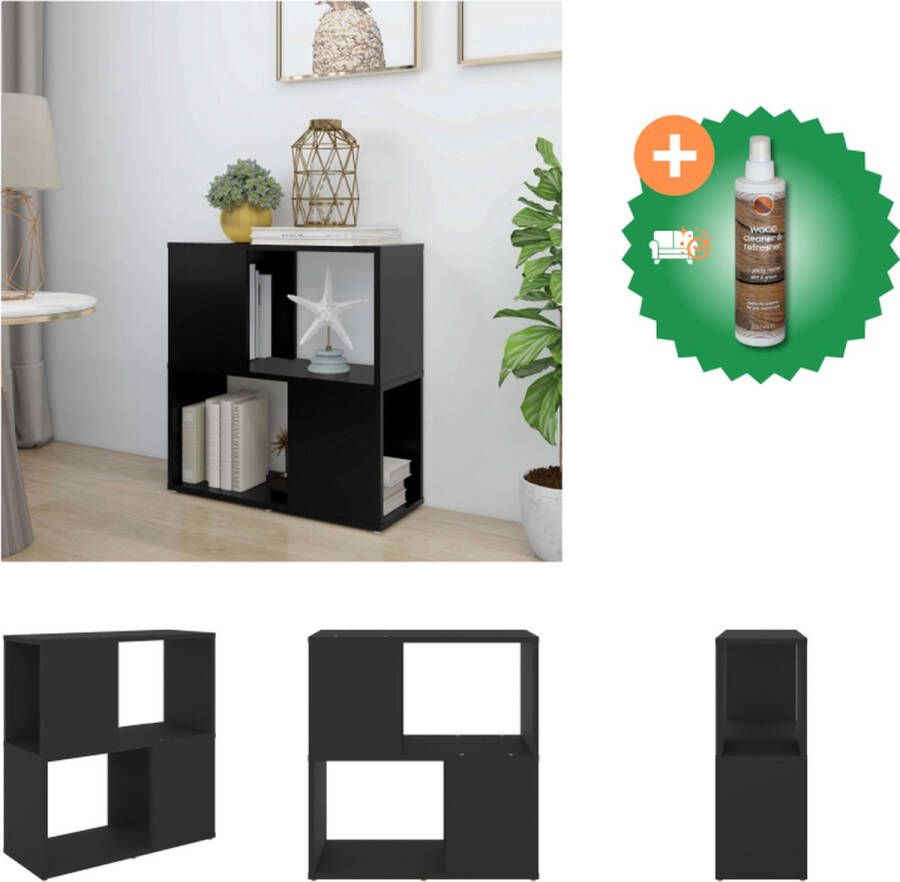 VidaXL Boekenkast Zwart 60 x 24 x 63 cm Stevige en Duurzame Constructie Kast Inclusief Houtreiniger en verfrisser