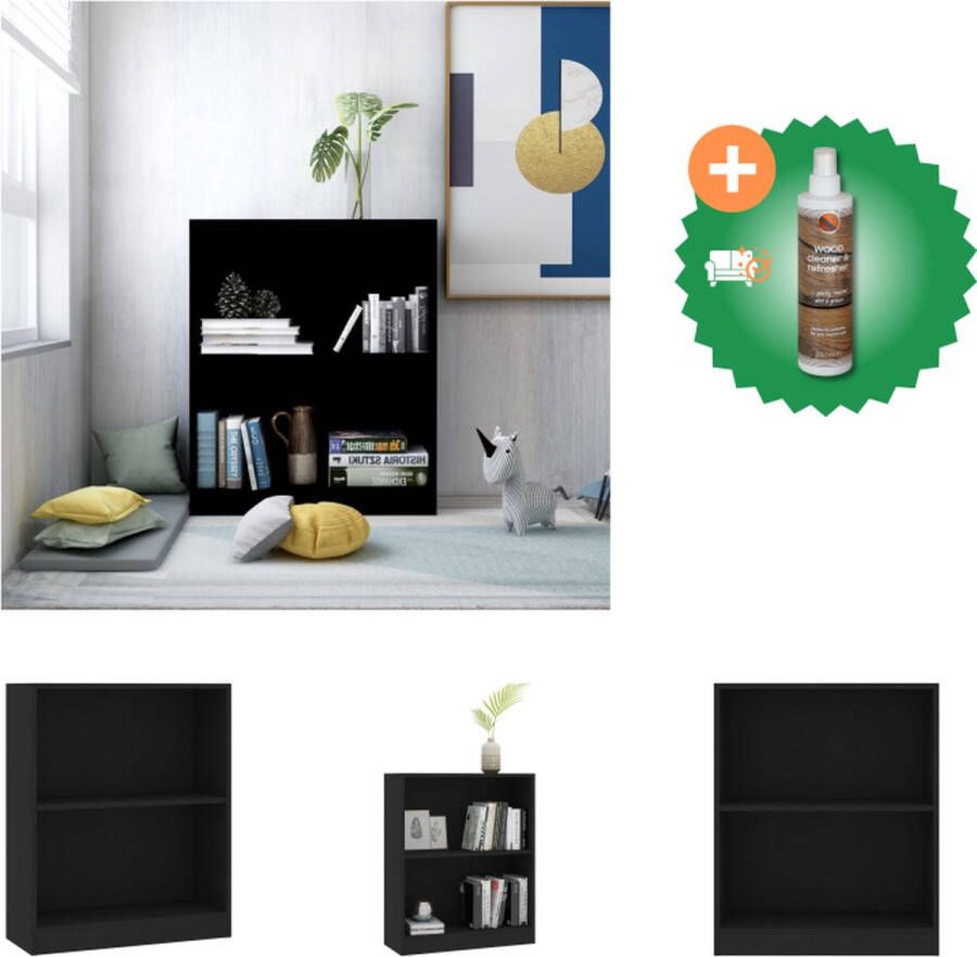 VidaXL Boekenkast Zwart 60 x 24 x 74.5 cm 2-laags ontwerp Kast Inclusief Houtreiniger en verfrisser