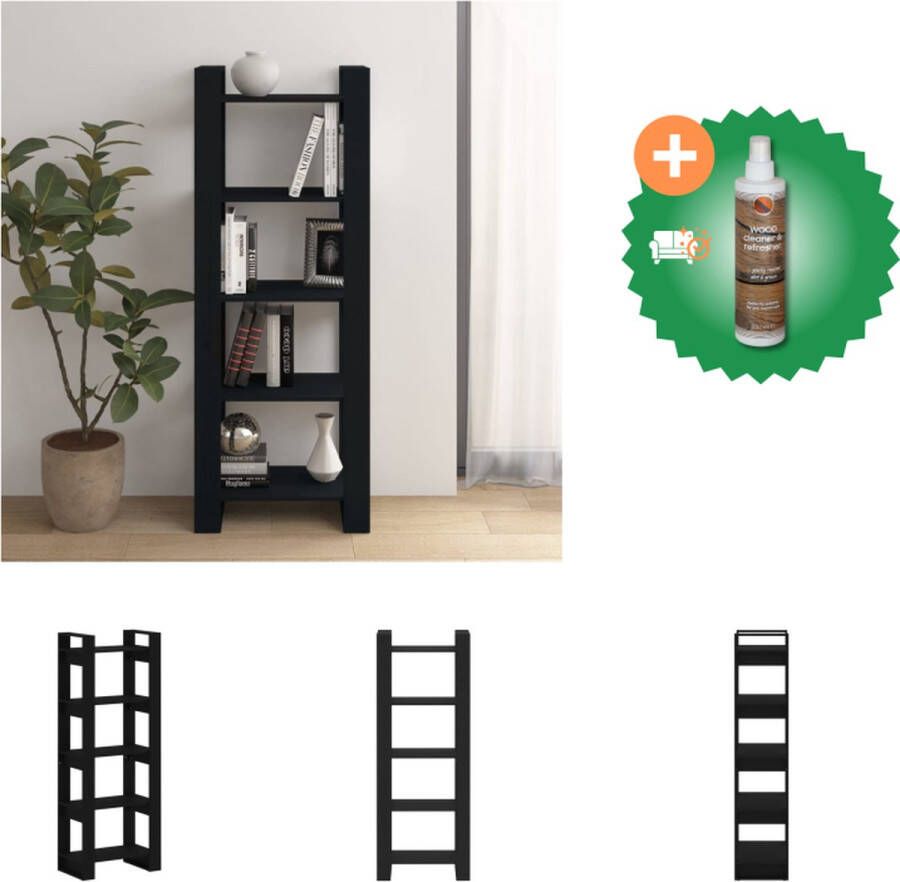 VidaXL Boekenkast kamerscherm 60x35x160 cm massief hout zwart Kast Inclusief Houtreiniger en verfrisser