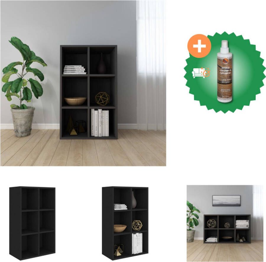 VidaXL Boekenkast dressoir 66x30x97-8 cm bewerkt hout zwart Kast Inclusief Houtreiniger en verfrisser