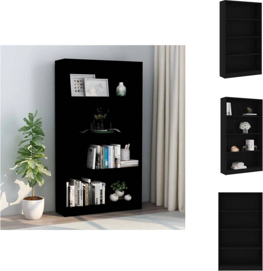 VidaXL Boekenkast Boekenkasten Boekenschap Boekenschappen Boekenkast met 4 schappen 80x24x142 cm bewerkt hout zwart