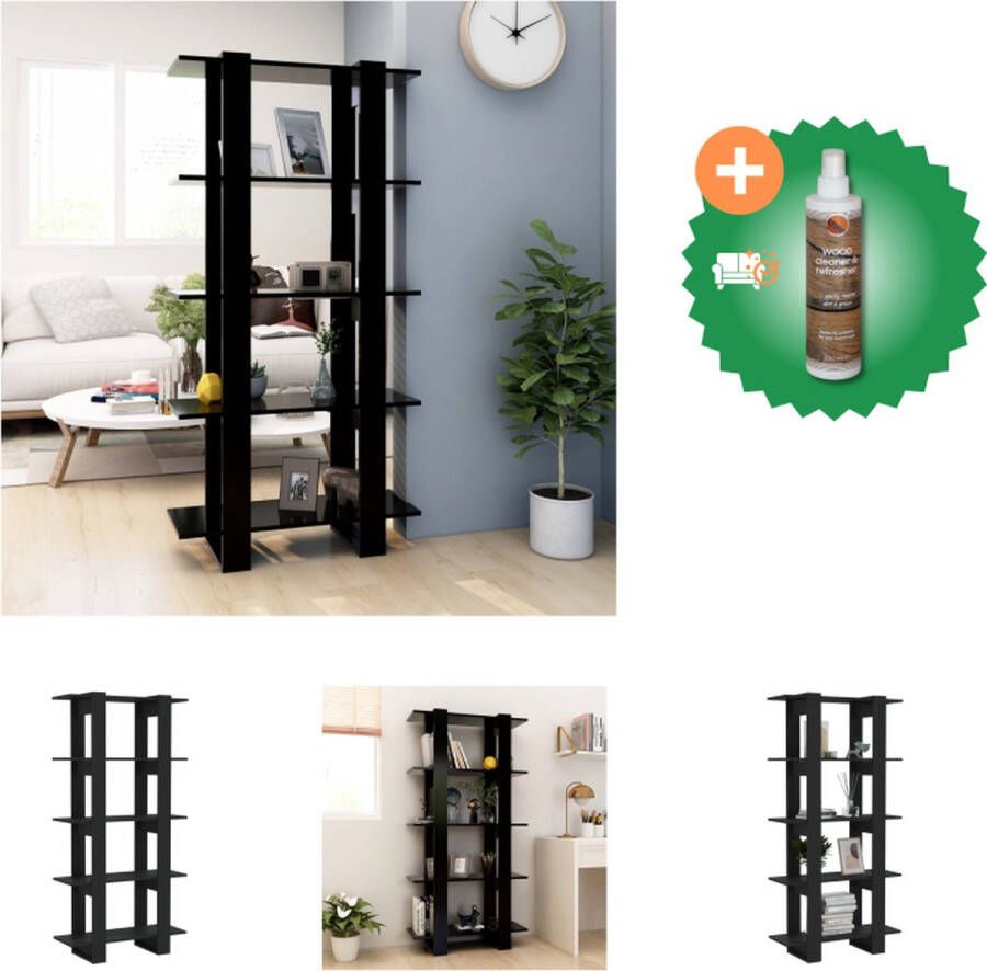 VidaXL Boekenkast kamerscherm 80x30x160 cm spaanplaat zwart Kast Inclusief Houtreiniger en verfrisser