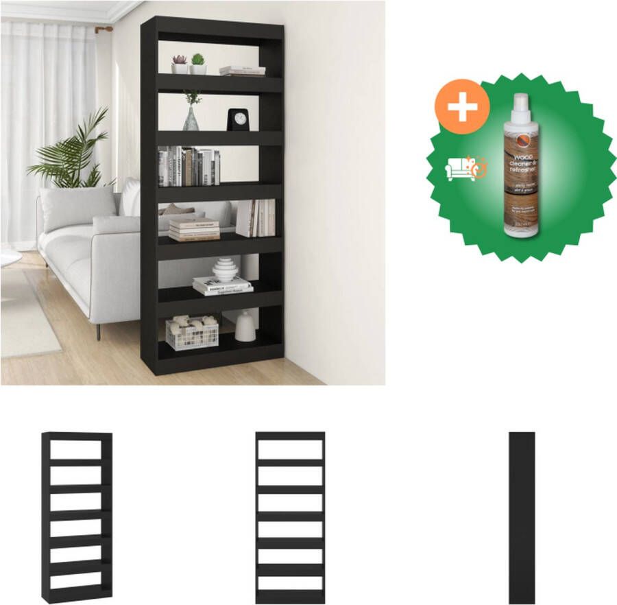 VidaXL Boekenkast kamerscherm 80x30x198 cm spaanplaat zwart Kast Inclusief Houtreiniger en verfrisser