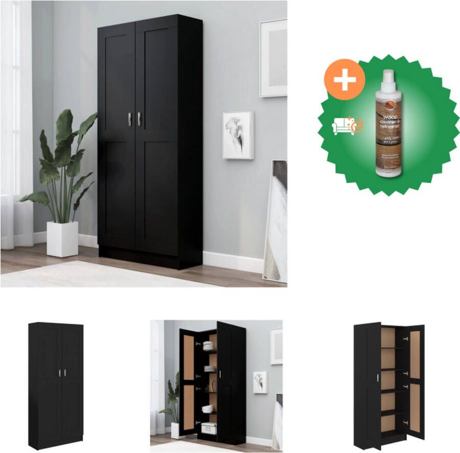 VidaXL Boekenkast Zwart 82.5x30.5x185.5 cm 5 vakken 2 deuren stevig en duurzaam Kast Inclusief Houtreiniger en verfrisser