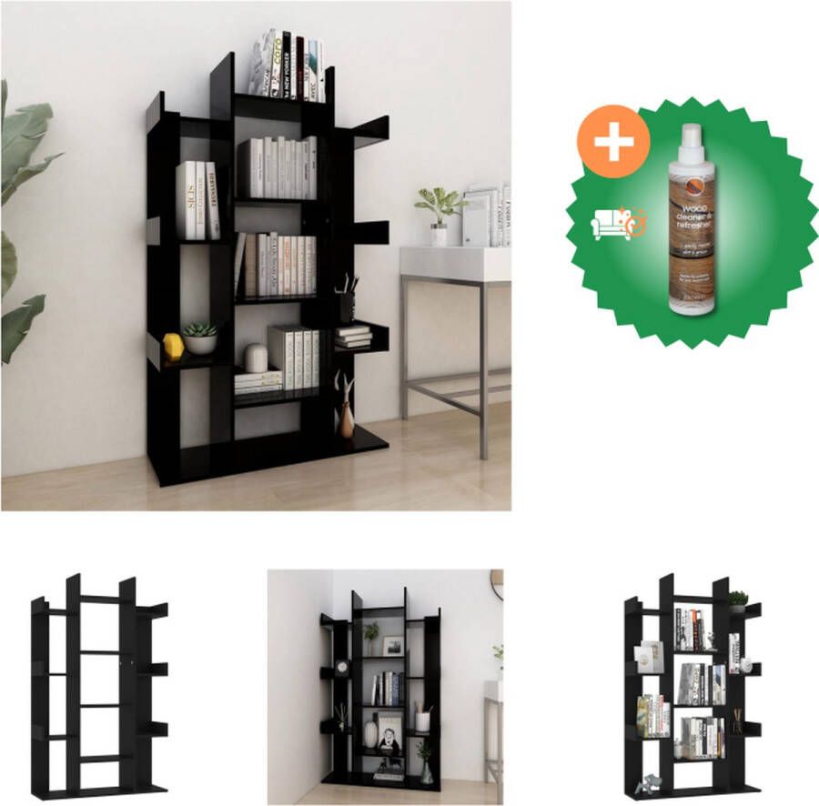 VidaXL Boekenkast Zwart 86 x 25.5 x 140 cm Stevig en compact Kast Inclusief Houtreiniger en verfrisser