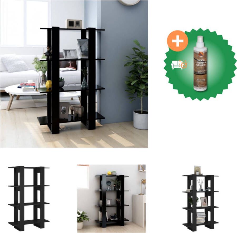 VidaXL Boekenkast Zwart Hout 80 x 30 x 123.5 cm Veelzijdig Kast Inclusief Houtreiniger en verfrisser